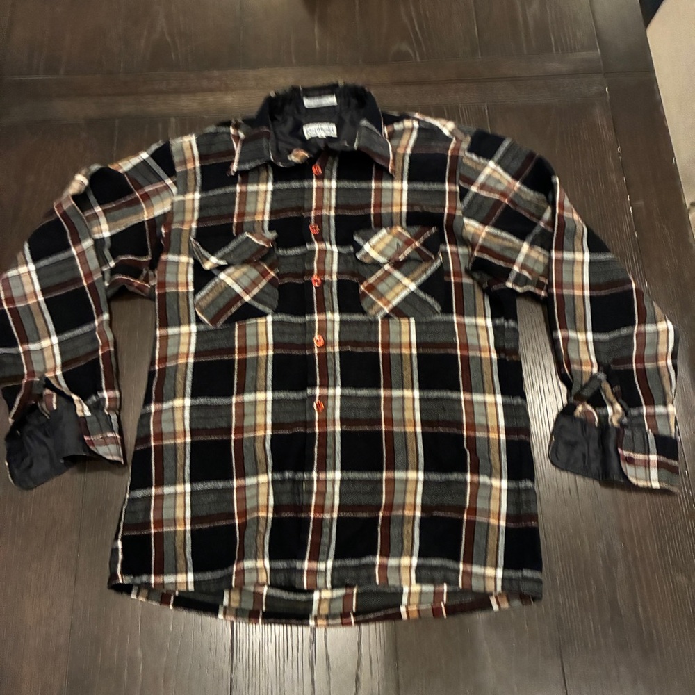 Vintage Kentfield Plaid Wool Blend Flannel Button Down Men’s Size Small